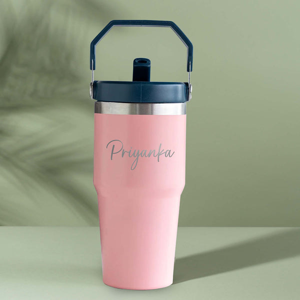 Personalized Insulated Hydro Sipper Bottle with Handle – 600ml Stainless Steel Hot & Cold Bottle