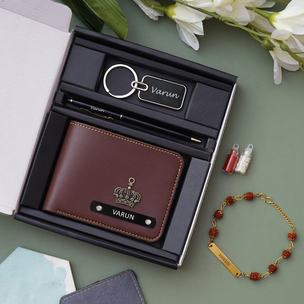 Personalized Indian wallet, Pen, and keychain
