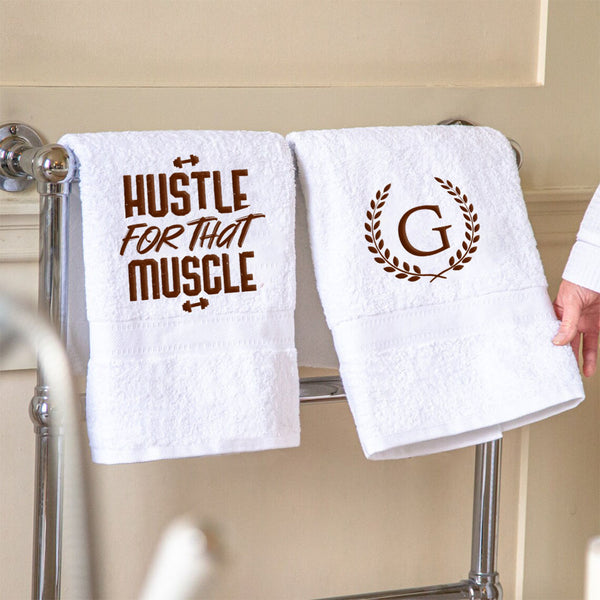 Personalised Towels - Hustle For That Muscle (Pack of 1)